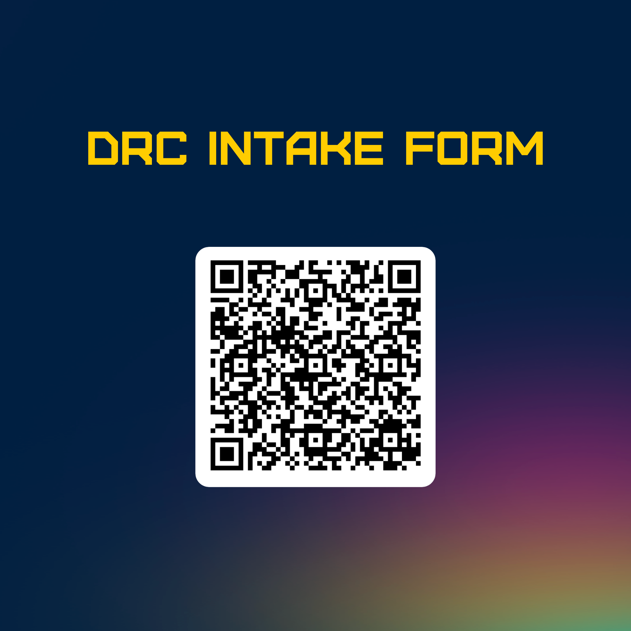 <b>1) Student Intake Form</b><br />
Complete the intake form by clicking on the image or by scanning the QR code below:
